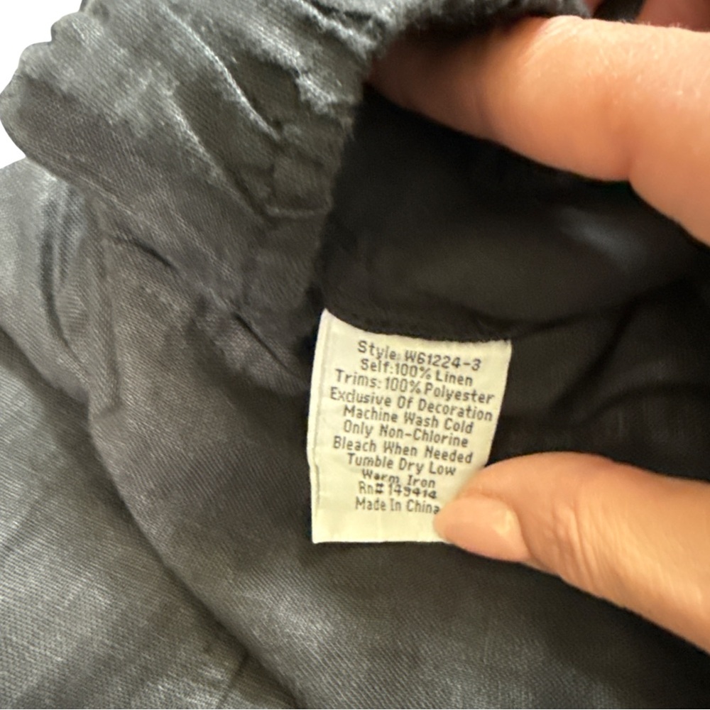 Johnny Was Workshop Luciana Linen Wide Leg Pants XS Black Embroidered Celestial - Picture 7 of 9